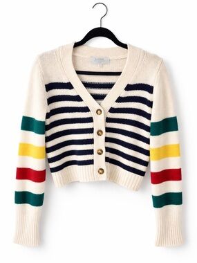La Ligne Mini Marin Cropped Cardigan XS Wool Cashmere Striped Nautical Sweater